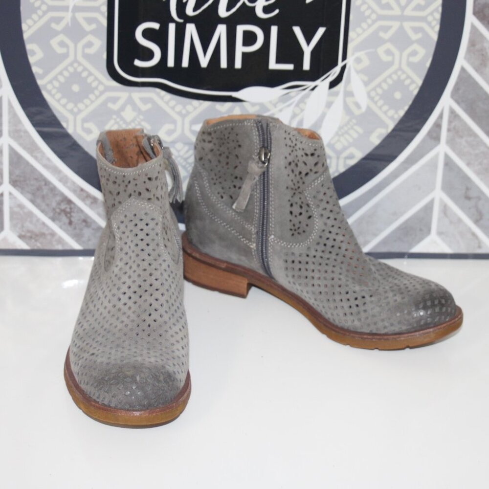 Sofft Gray Perforated Ankle Boots